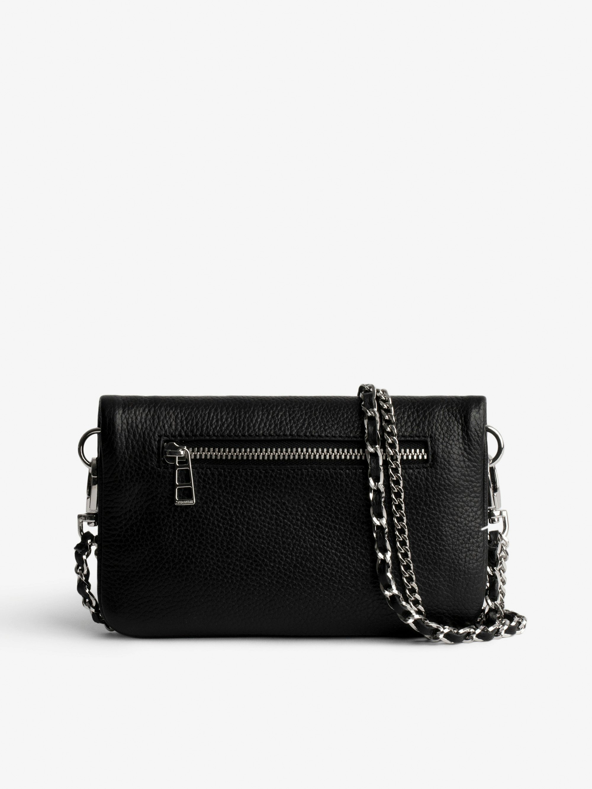 Pochette Rock Nano Swing Your Wings - Pochette Rock Nano Swing Your Wings en cuir grainé noir munie d'une bandoulière en cuir et chaine.